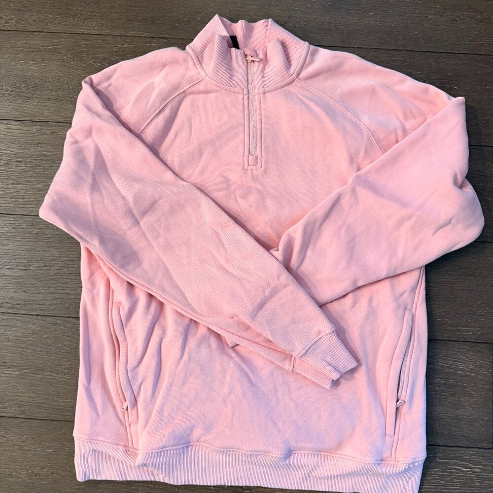 Men's Fabletics 1/4 Pullover Fleece - Pink Size Medium